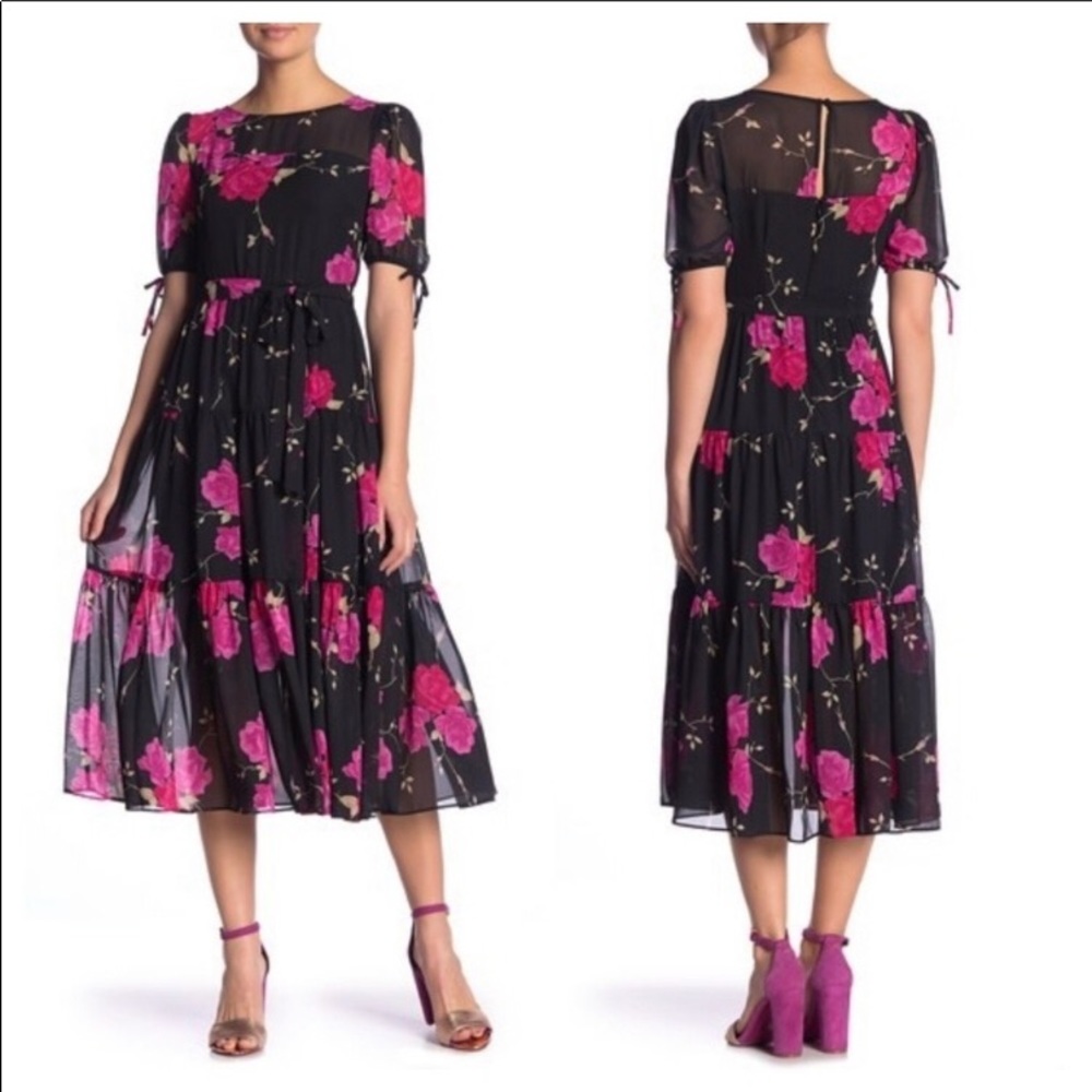 ♥️2 left ♥️Betsy Johnson Chiffon Floral Maxi Dress